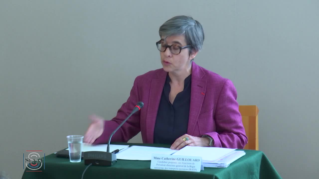 Audition de Mme Catherine Guillouard, candidate proposée aux fonctions de Président-directeur général de la Régie autonome des transports parisiens (RATP) - Audition contrôle Article 13 - Mobilité (travaux de contrôle)
