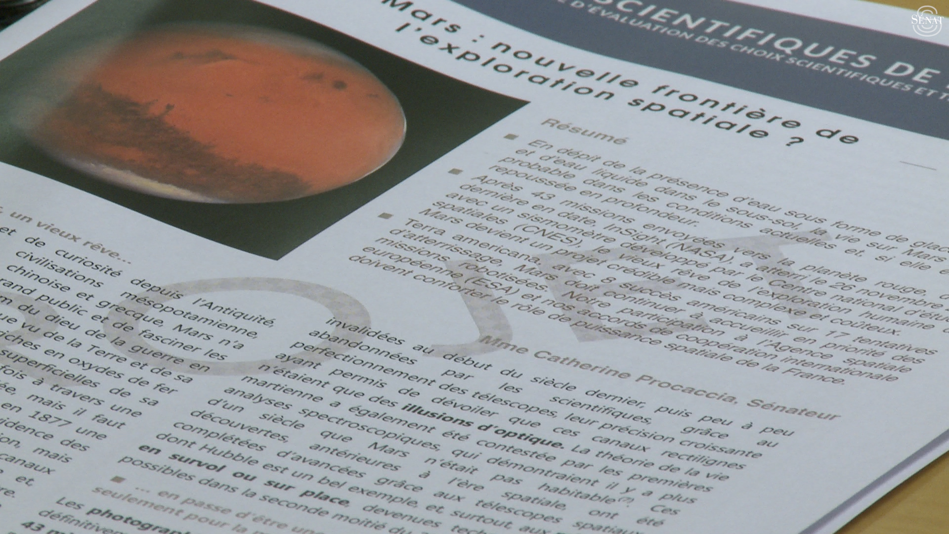 Exploration sur Mars : la note scientifique de l'OPECST