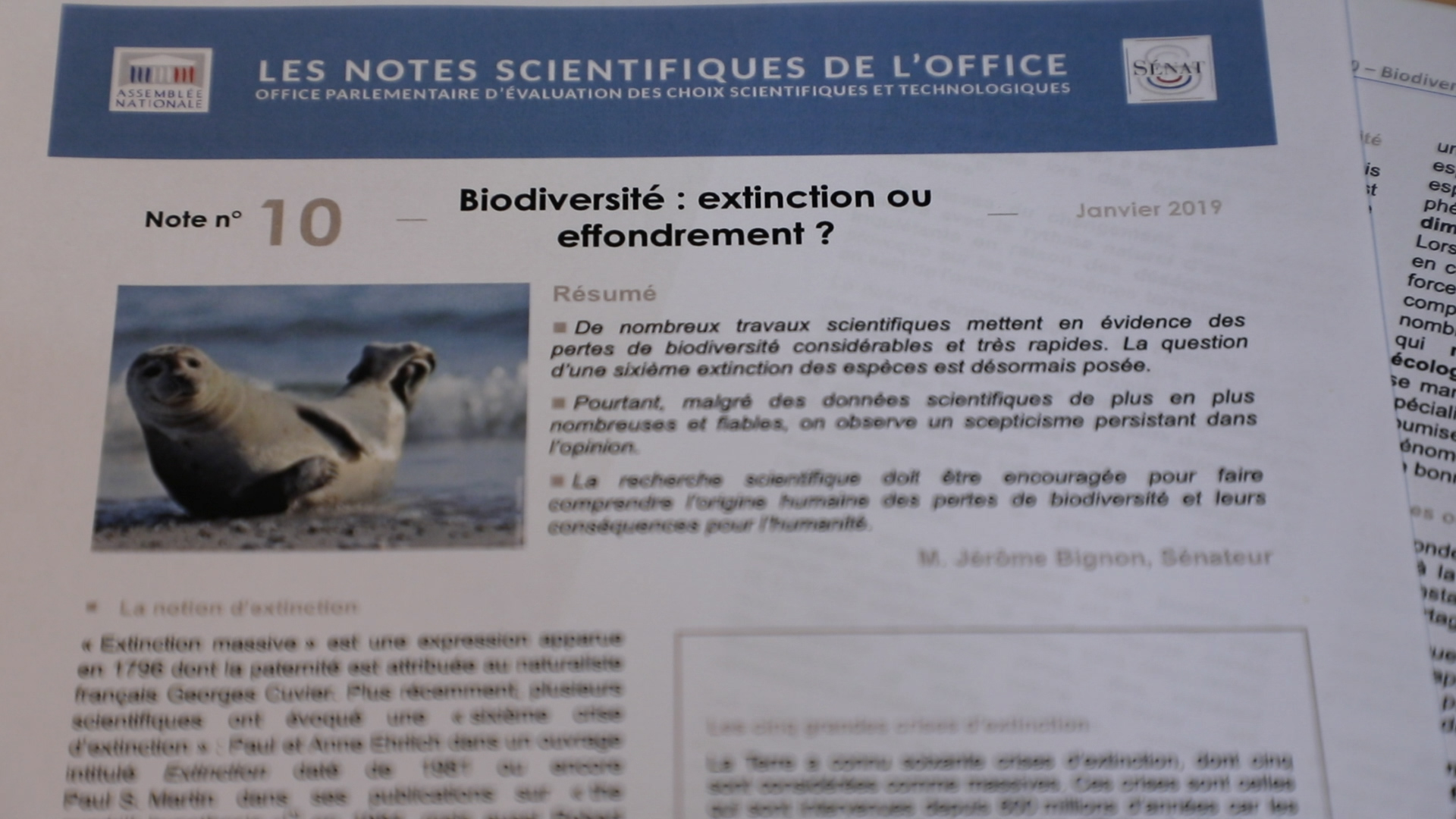 Biodiversité : la note scientifique de l'OPECST