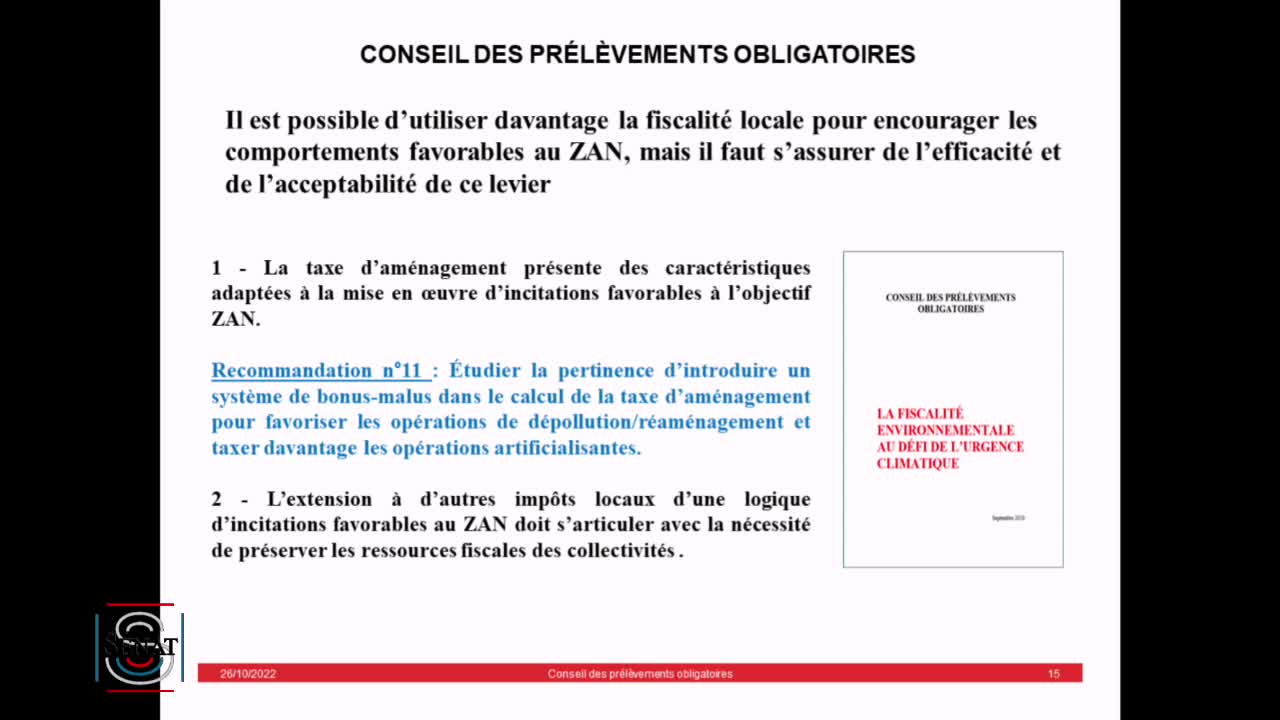 Conseil des prélèvements obligatoires - objectif de Zéro artificialisation nette